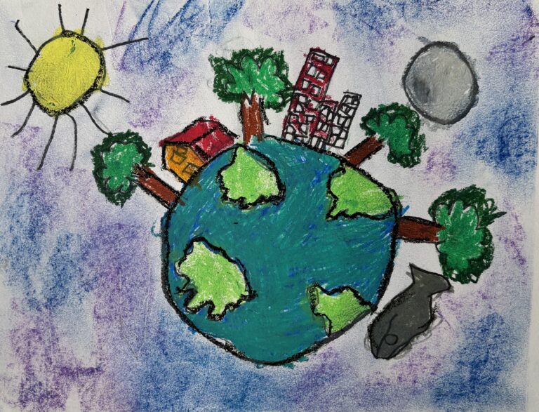 Happy earth with sun