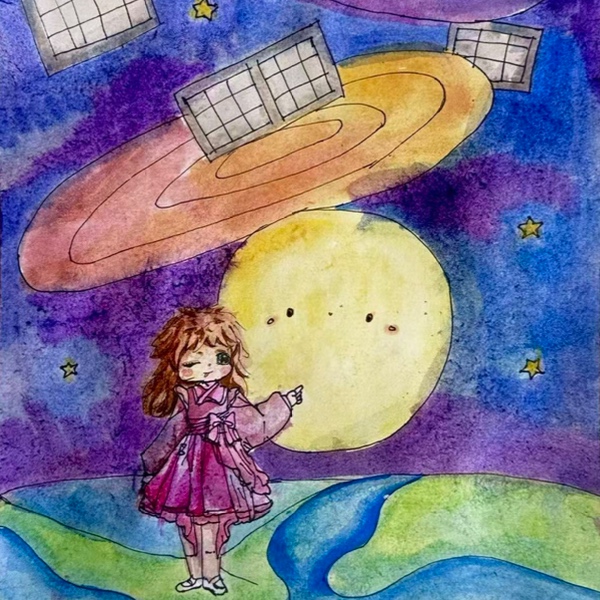 Solar space Panels with the stars above earth